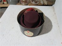 Douglas Parker hat box with assorted hats