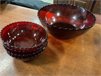 Red glass bowls