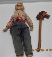 18" IDEAL TOY HOWDY DOODY DOLL W/WOOD HORSE NO