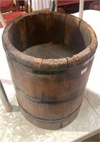 Antique wood barrel measuring fruit bucket - one