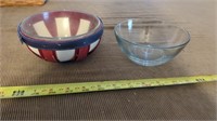 RED WHITE AND BLUE LONGABERGER BASKET WITH GLASS