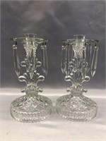 VINTAGE PAIR OF ART DECO CRYSTAL CANDLESTICK