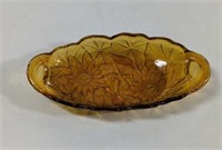 Vintage Indiana Glass Oval Amber Glass sunflower