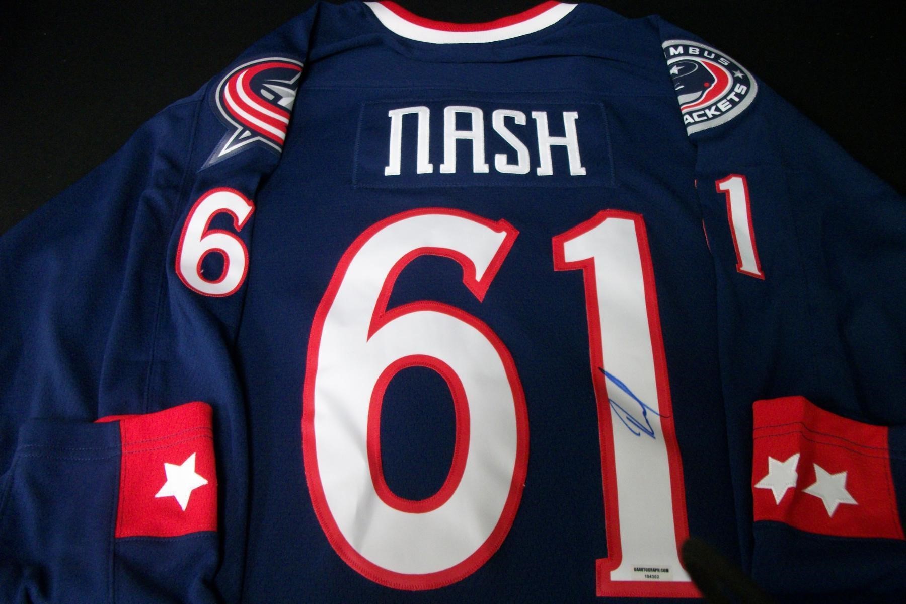 RICK NASH SIGNED BLUE JACKETS JERSEY GAA COA