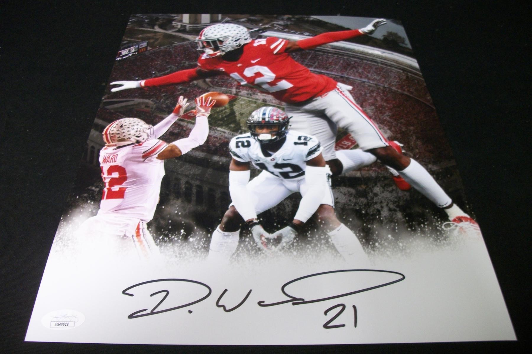 OHIO STATE DENZEL WARD SIGNED 11X14 PHOTO JSA