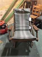 Vintage wood Frame rocking lawn chair w/ cushion