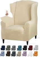 stretch wingback chair cover beige 1 pc