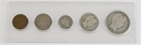 1907 U.S. Coin Set with Silver Barber Coins