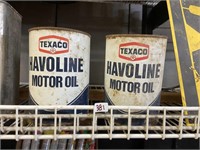 2 Texaco havoline oil quart cans