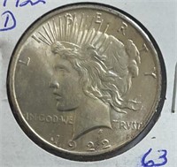 1922D Peace  Dollar MS
