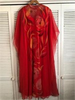 VINTAGE RED DRESS WITH SHEER OVERLAY