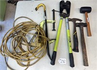 HEAVY DUTY CRIMPING TOOL, WRECKING BAR, C-CLAMP,