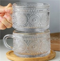 Nordic Vintage Embossed Drink Glass Mug Transparen