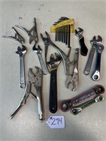 ASSORTMENT OF HAND TOOLS, CRESCENT WRENCHES,
