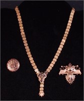 A Victorian gold-filled necklace, pin and watch
