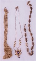 Two Victorian gold-filled necklaces, one with