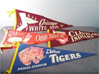 Lot of 4 Vintage Sports Team Pennant Flags