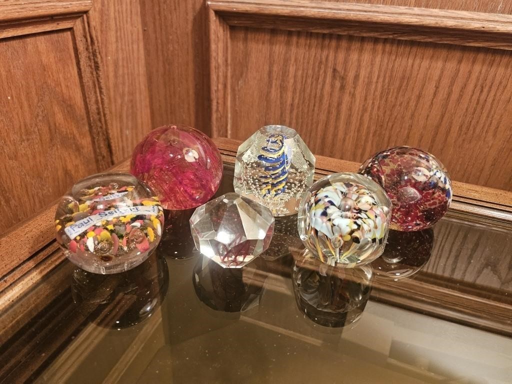 Vtg Glass Paperweights