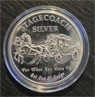 One Ounce Silver Round: Stagecoach