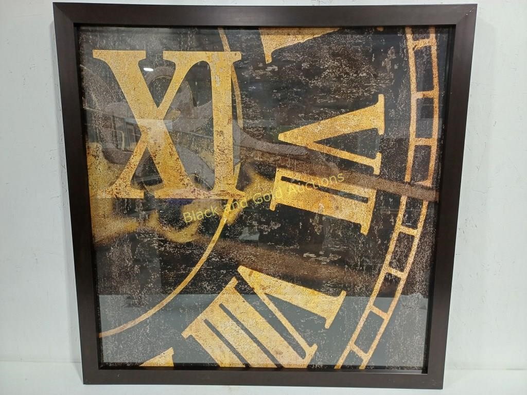 Large Framed XI Clock Print