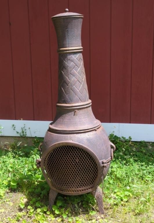 Cast Iron Chiminea Fireplace With Lid  60" Tall,