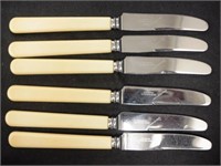 Set six 'bone' handle steak knives