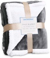 Rose Home Fashion Fuzzy Throw Blanket. Grey, 90" x