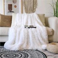 Decorative Soft Faux Fur Blanket,Solid Reversible