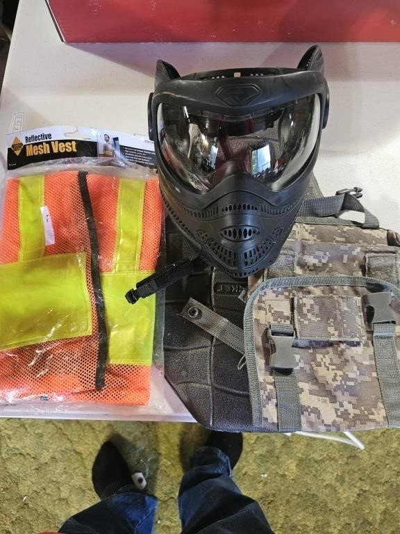 Paint Ball Mask, vest, and more