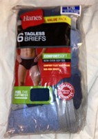 E5) Package of 6 new Mens Hanes briefs size L