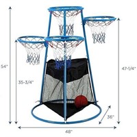 4-Rings Basketball Stand wStorage Bag 48x36x54”