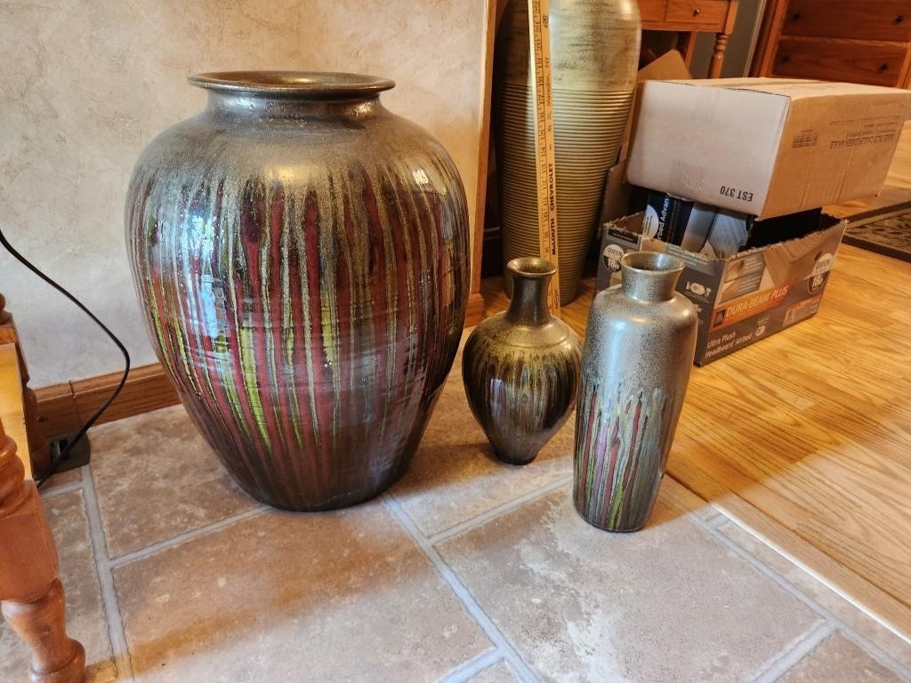 Decor Art Pottery Vases. 3 total