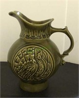 Vintage marked McCoy ceramic pitcher with turkey