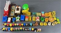 62pc Vtg Fisher Price Figures & Accessories