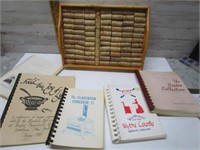 CORK TOP SERVING TRAY & COOKBOOKS