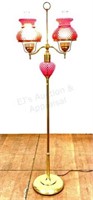 Fenton Brass Hobnail Cranberry Floor Lamp