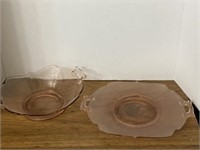 Pink depression bowl & plate