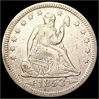 1853 A+R Seated Liberty Quarter LIGHTLY