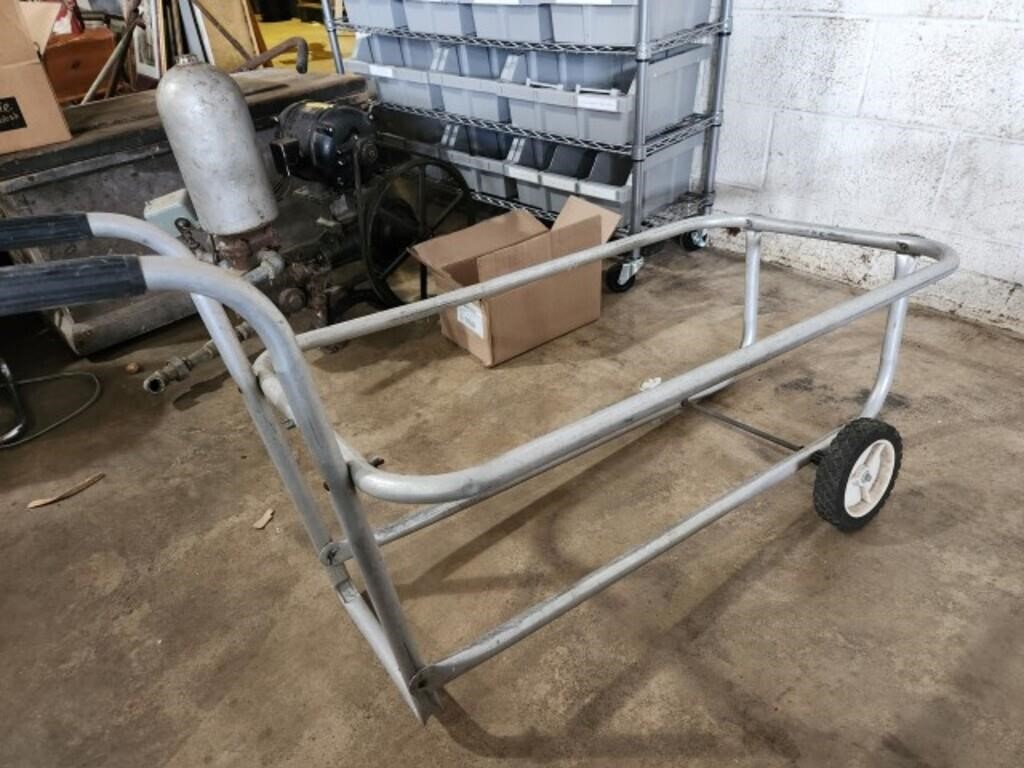 Garbage Can Cart with broken wheel 48x18x18