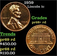 Proof 1959 Lincoln Cent 1c Grades Gem++ Proof Red