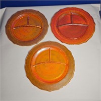 3 Federal Normandie Iridescent Marigold Plates