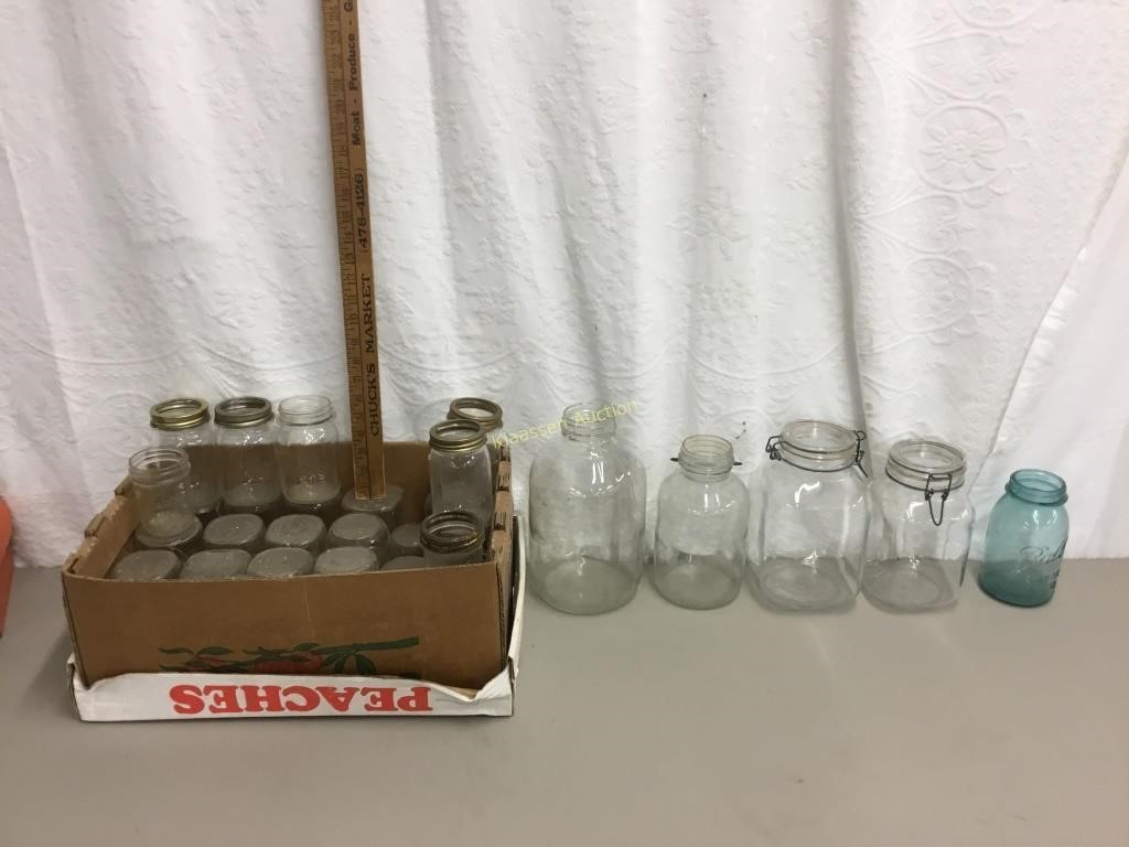 Misc glass Jars, Mason, More