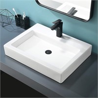Bathroom Vessel Sink Rectangular White VALISY 24 x