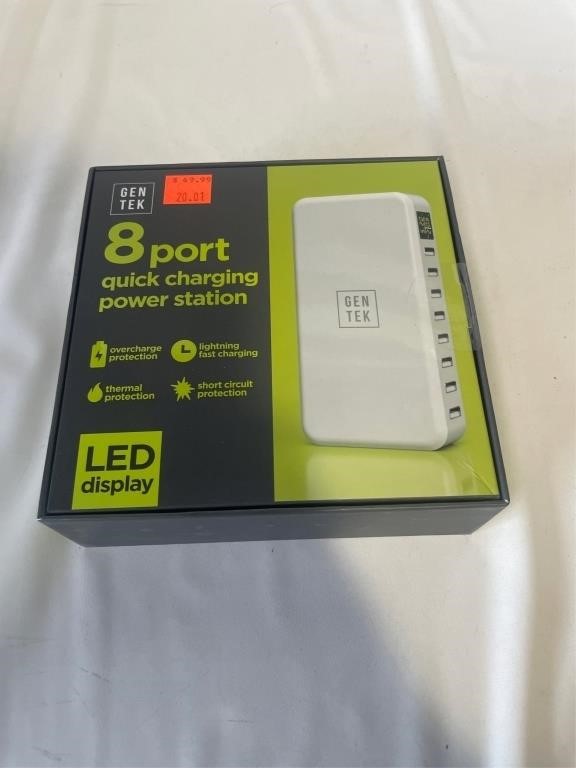 $50 GEN TEK 8 PORT QUICK CHARGING POWER STATION