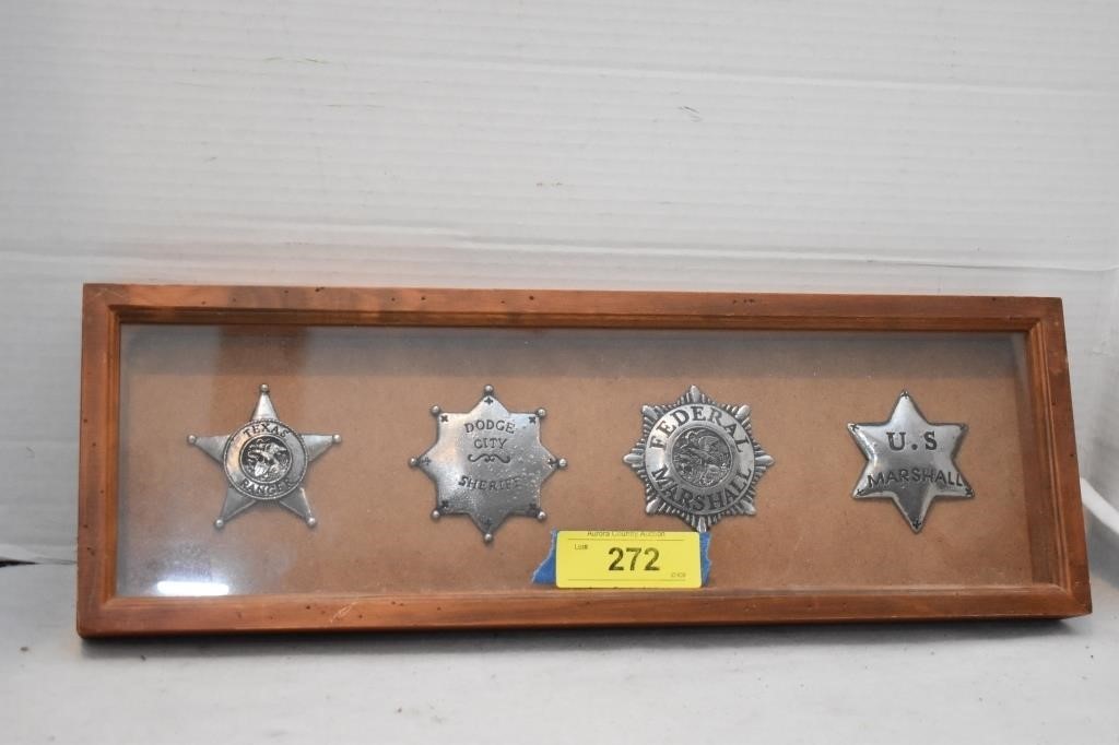 Replica Lawman Badges in Wall Display