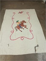 Chenille cowboy blanket 102x74  1940s-1950s