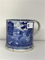 EARLY CIDER DARK BLUE TRANSFER CIDER TANKARD 5.5"H