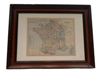 Framed Departments in France Map