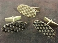 Gold plated cuff links and tie clip