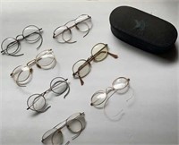 7 pairs of round glasses - many gold filled